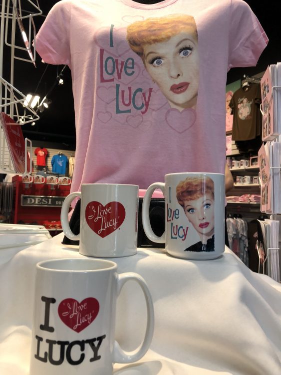I love Lucy Tshirt and mugs in the Lucille Ball Desi Museum in Jamestown, NY