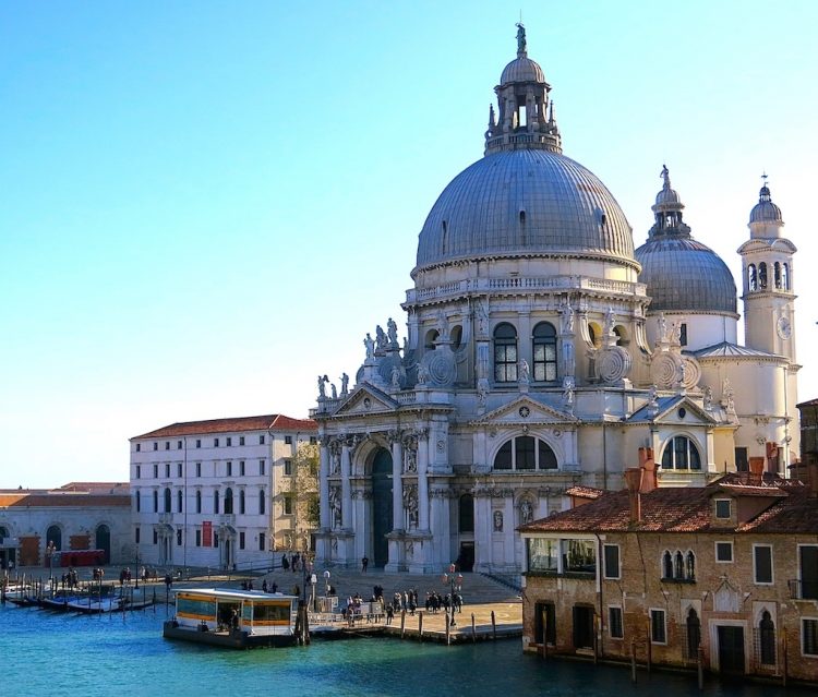 Towering palace at the coast in Venice, Italy